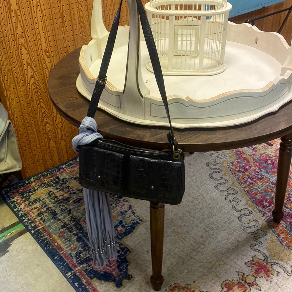 Vera wang purse with fringed beaded scarf